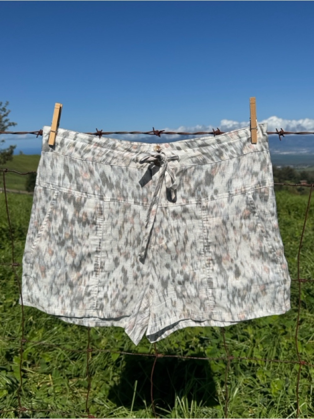 Amuse Society Ikat Linen Blend Boho Beach  Blend Shorts large